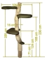 Preview: Wooden wall mounted cat tree 230cm with 3 big lying areas